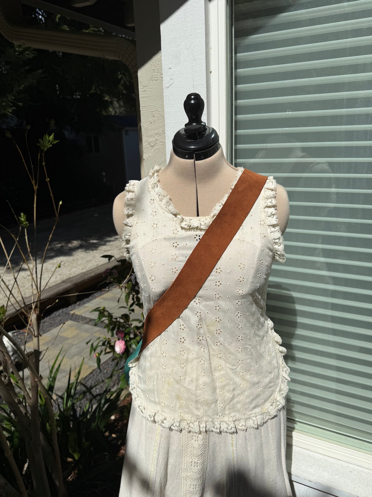 Handsewn Teal Leather Crossbody Cone Bag- Stands out at any event!