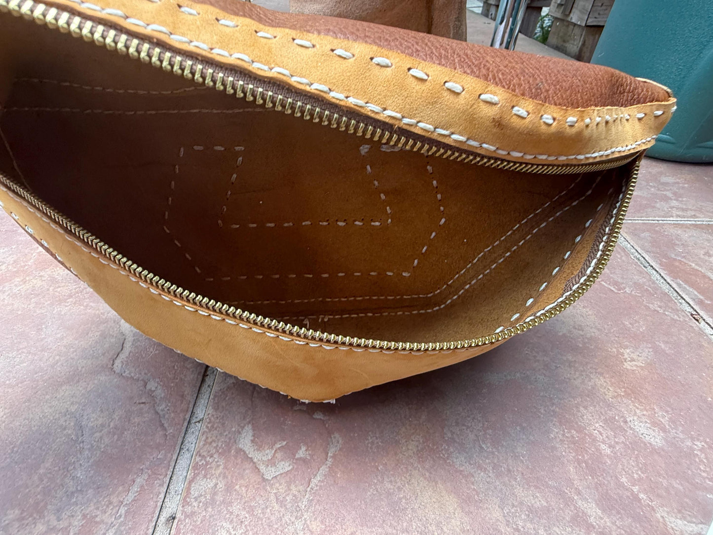 Hand-Stitched, Two-tone Cow Leather Crossbody Bag