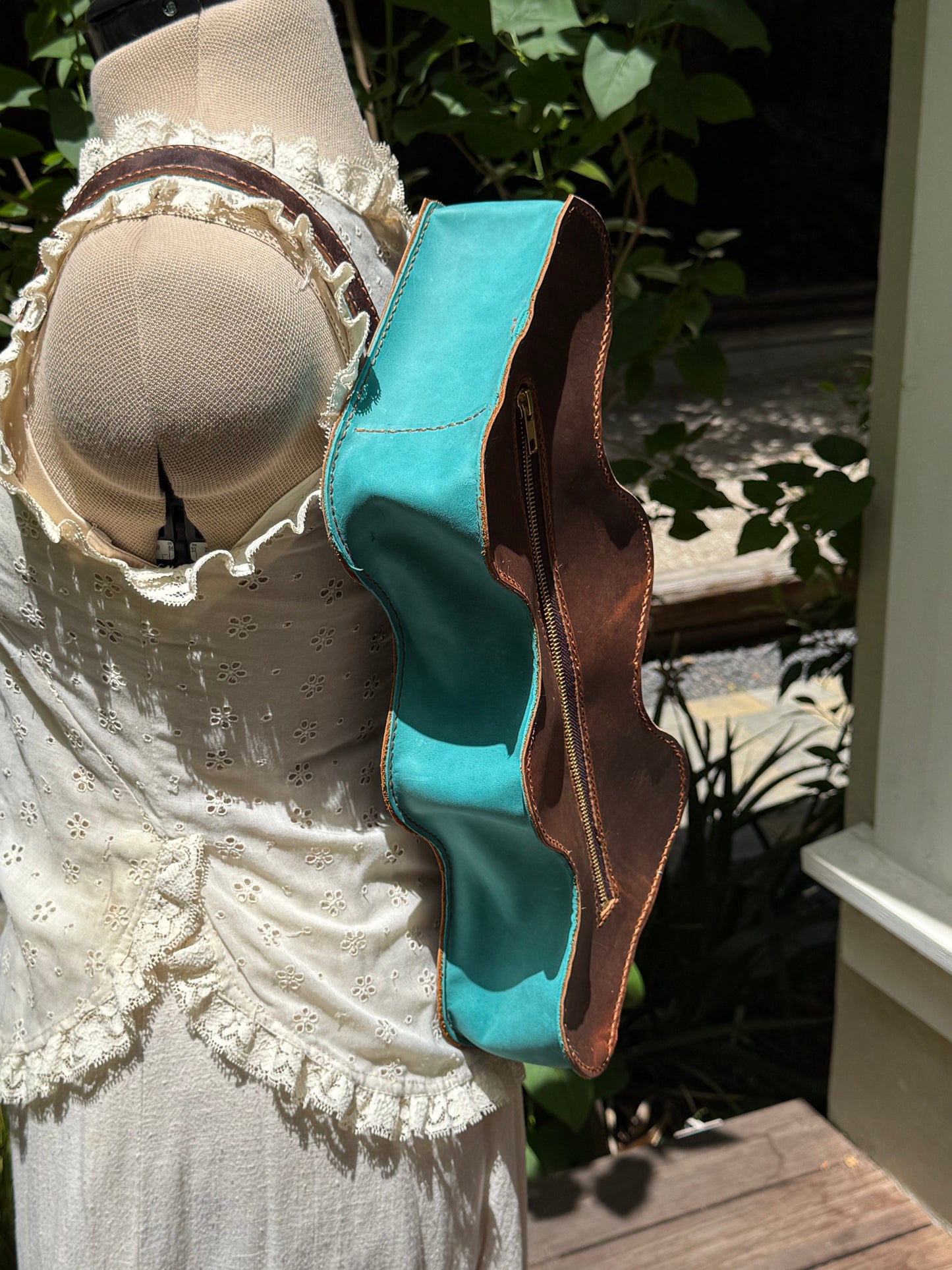 Unique Handmade Undulating Leather Crossbody Bag