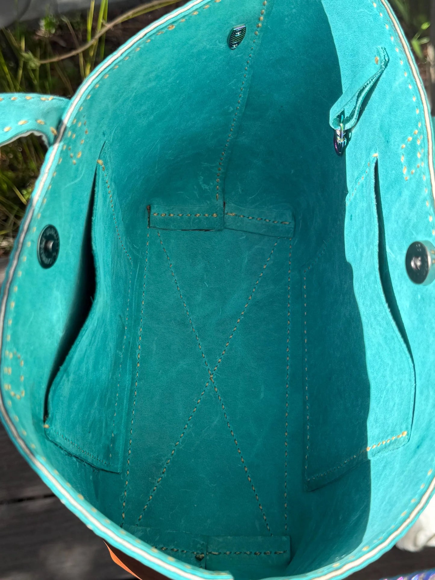 Goat and Cow Leather Crossbody Purse With Rainbow Metal Chain